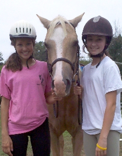 Christina Fleckenstein and Megan Toole with their horse Feature.